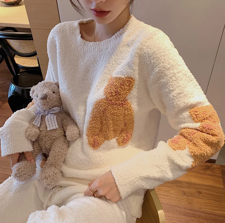 

New women's soft, warm and thickened pajamas in autumn and winter 2020