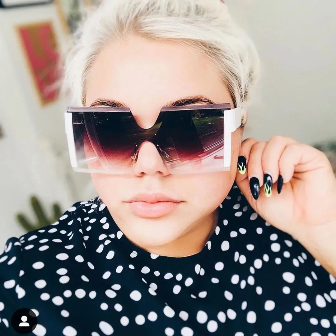 

Ins style hot sale square oversized sun shades high quality popular metal luxury sunglasses women