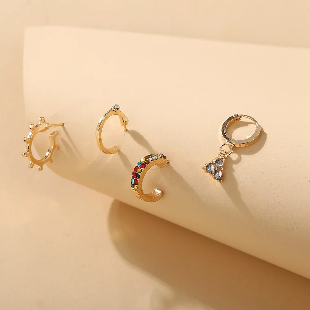 

4pcs/set colorful crystal geometric earing sets 2021