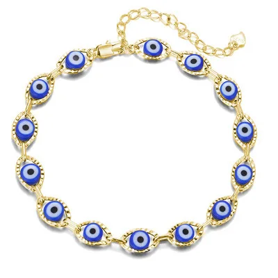 

2021 Popular Women Jewelry Chain Handmade Lucky Jewelry Unisex Devil's Blue Eyes Anklet Bracelet Necklace Female Charm Necklace