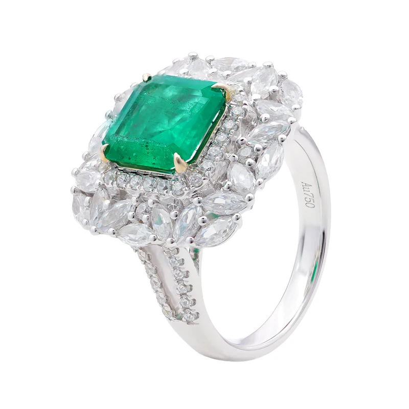 

Anster 2.418ct Main stone 9K Carat Gold Rings Fashion custom eternity Wedding Engagement Gold Finger Ring design for women, Green