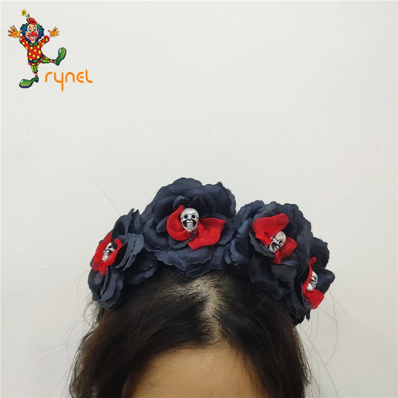 Diadema De Lujo Para El Día De Los Muertos,Diadema De Cuatro Rosas Negras  Con Esqueleto Para Halloween,Boda,Novia Muerta,Tocado De Disfraz - Buy De  Día De Muertos,Diadema,Diadema De Flores Product on 