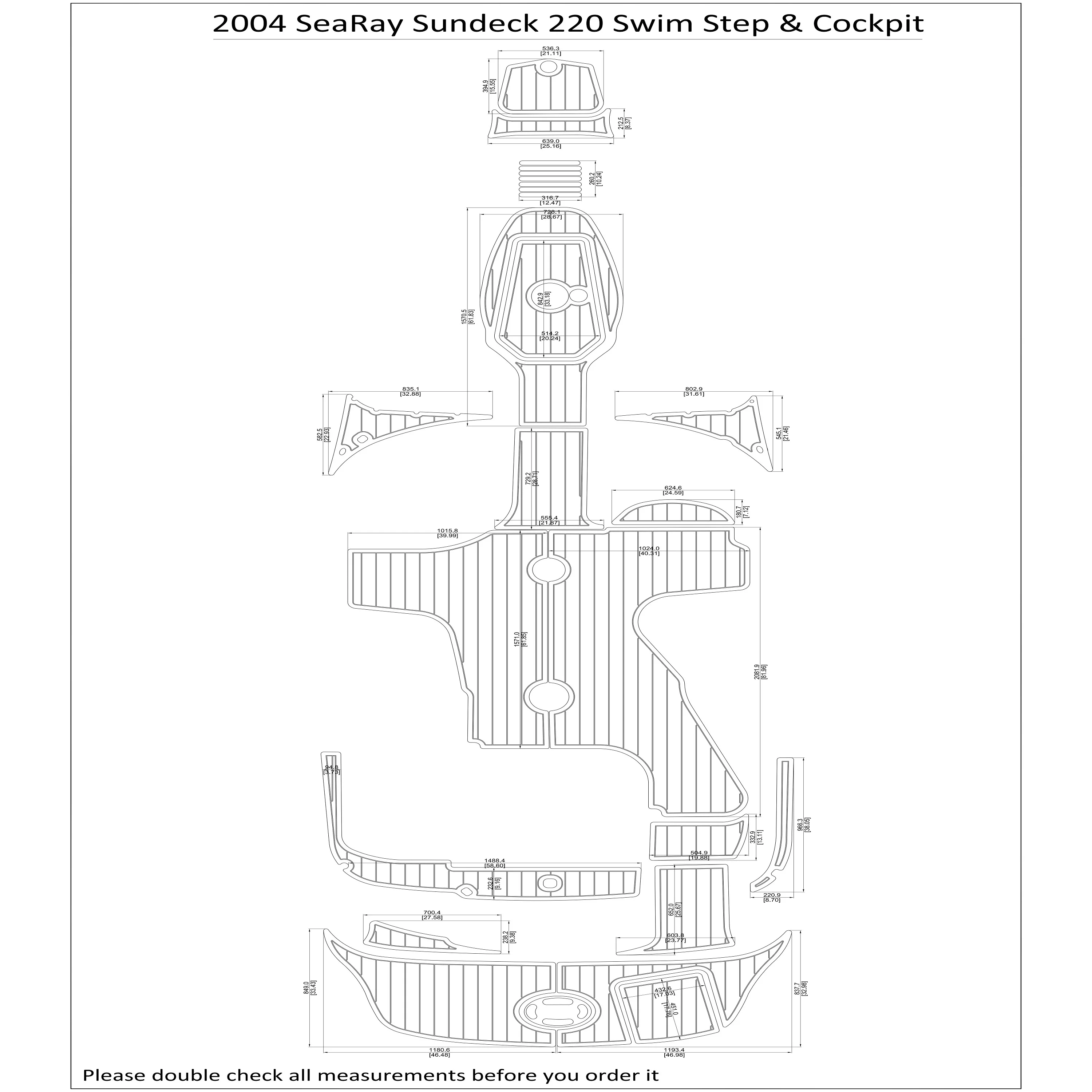 

2004 SeaRay Sundeck 220 Swim Step & Cockpit Pad Boat EVA Teak Decking 1/4" 6mm