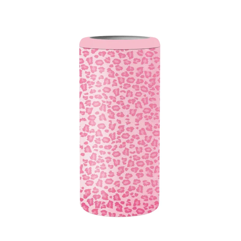 

leopard print 18/8 Stainless Steel Can Cooler 12 oz Steel Can Cooler holder insulate slim can cooler, Customized color