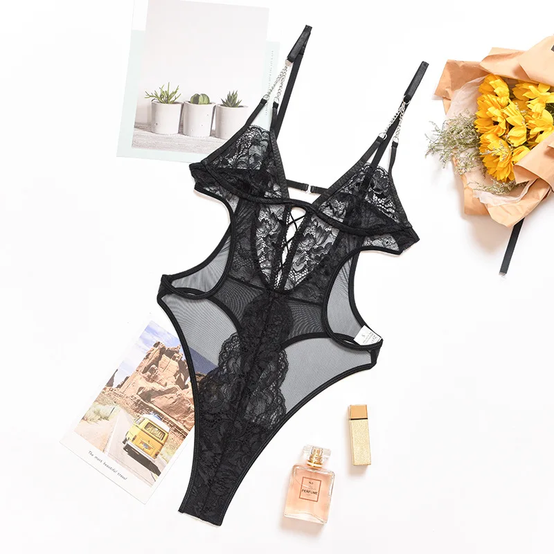 

Free Shipping! 3 Sets/Lot. Women Sexy Erotic Lingerie Hot Transparent One-Piece Jumpsuit Bodysuit