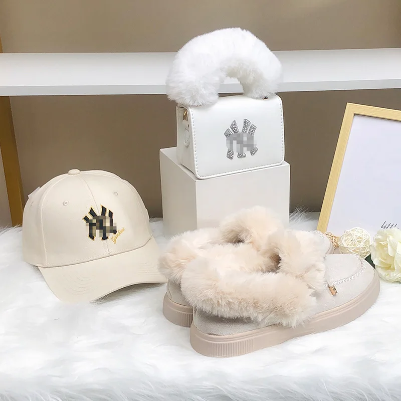 

Made In China INS popular mini cute purse women famous brand small fur handbags matching fur shoe and fur diamond logo hat, Rich