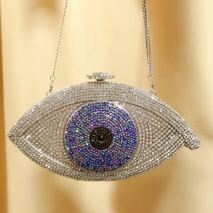 

Metal Diamond Clutch Bag Banquet Dress Clutch ladies crystal purse bling rhinestone evening diamond women evil eye clutch bag