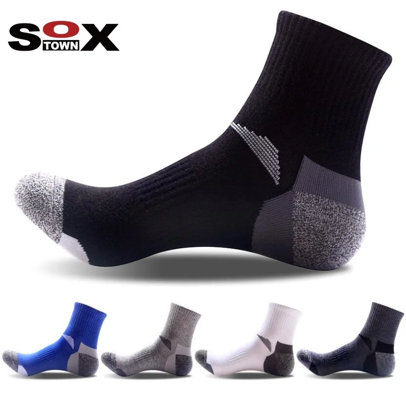 

SOXTOWN Low MOQ Wholesale OEM Custom Logo Athletic Running Elite Men Terry Ankle Sport Sock, 5 colors