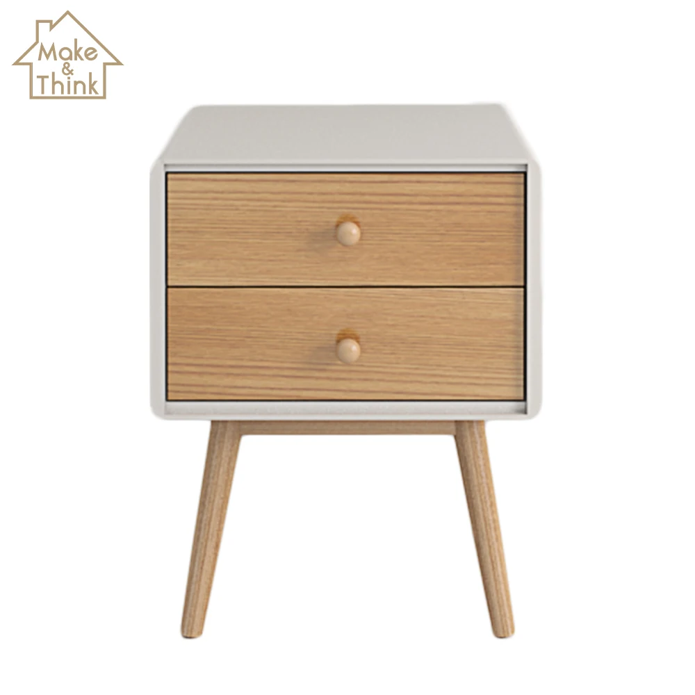 
White nightstands pine legs bedside table bedroom furniture comodino 