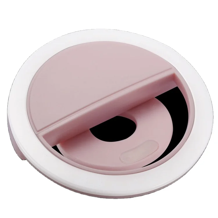 

Portable 4 color USB rechargeable mobile phone mini LED selfie ring light with Li battery in stock, Black/white/pink/blue