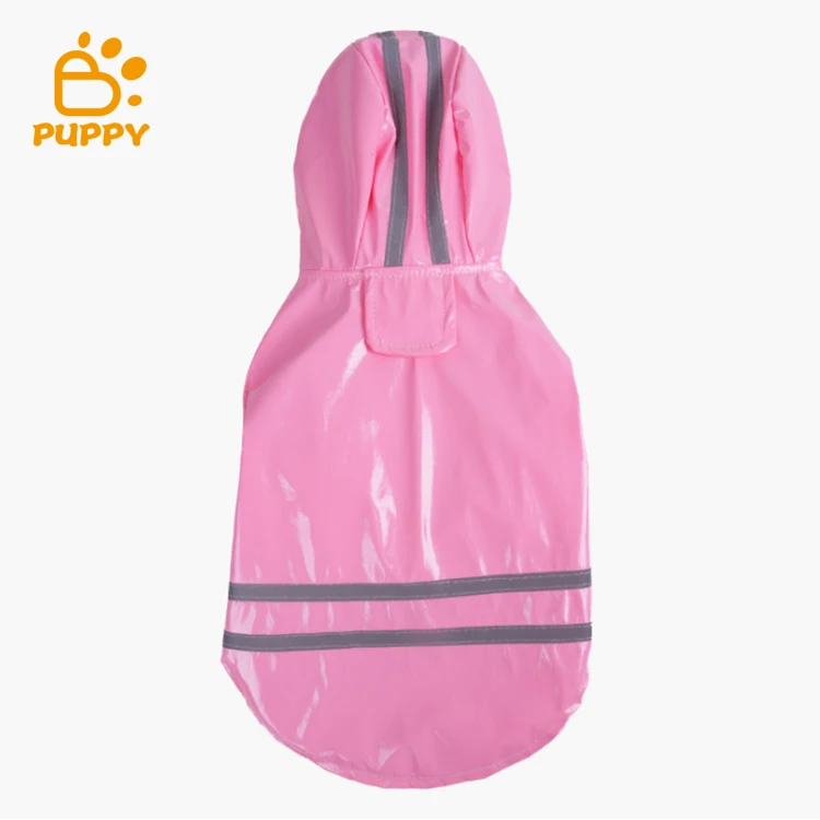 

PU Dog Raincoat Waterproof Pet Hoodie Full Cover Reflective Pet Raincoat, Pink, blue, black, red, yellow