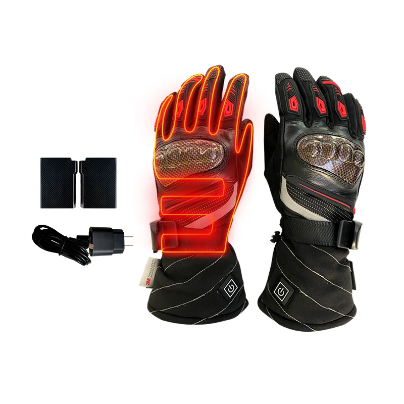 

Manufacturers 5V 4000mAh Large Capacity Battery Heated Gloves with Reflective Strip, Black and red or customized