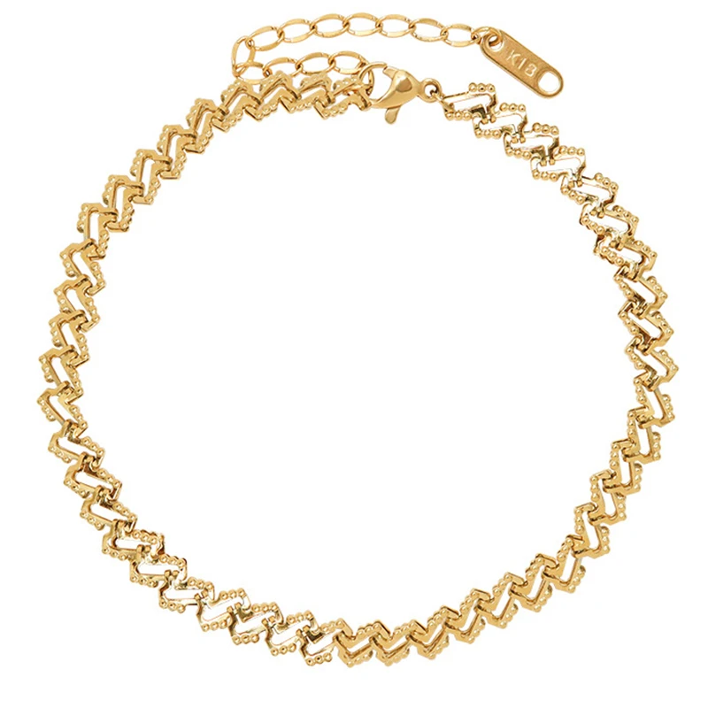 

Minimalist Jewelry Handmade Simple Stainless Steel Channel Anklet Link Chain Bracelet Anklet For Women, Gold