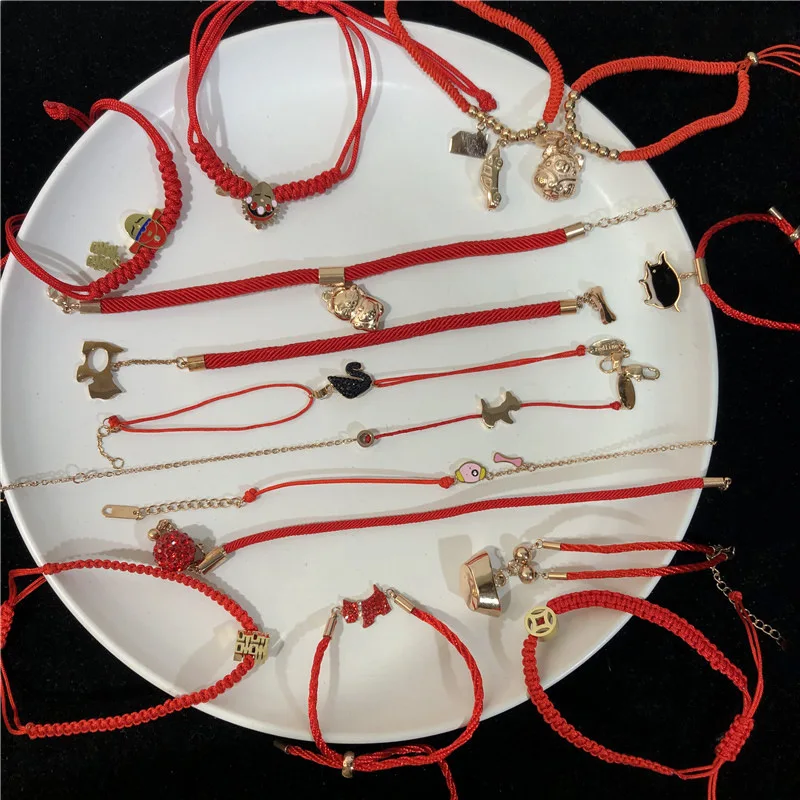 

2021 new design wholesale jewelry swan design red rope bracelet