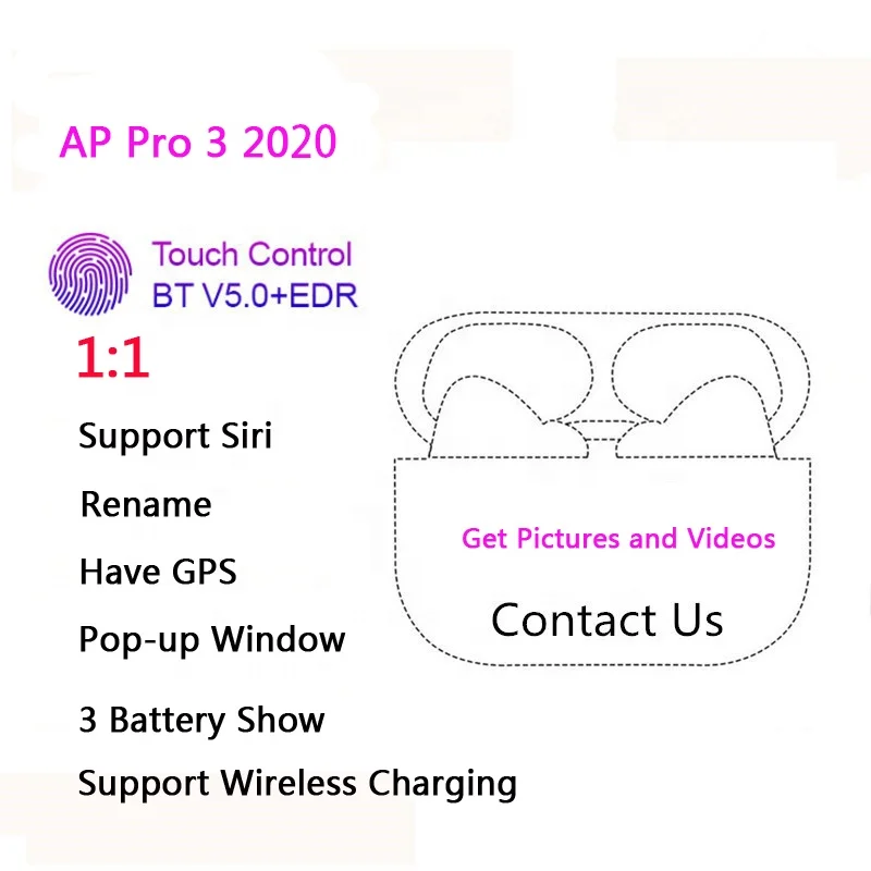 

2020 New A3 Air Pro 3 TWS 1:1 Clone Air podering Noise Cancelling Earphones ANC Earbuds Pods For All Smart Mobile Phones