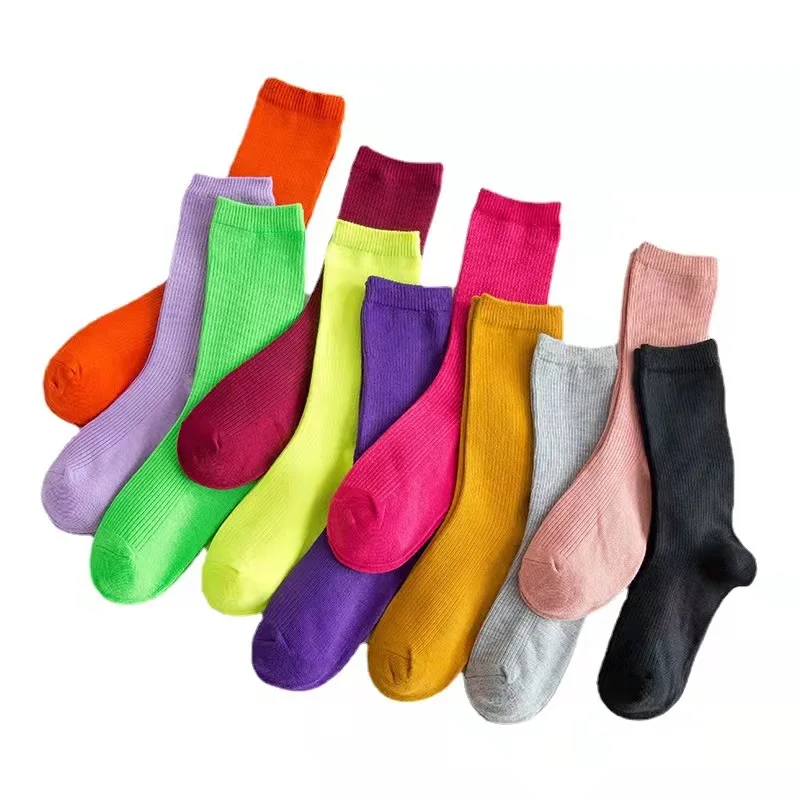 

Japanese Student Color Striped Black Teen Girl Woman Tube Socks, Diferent colors