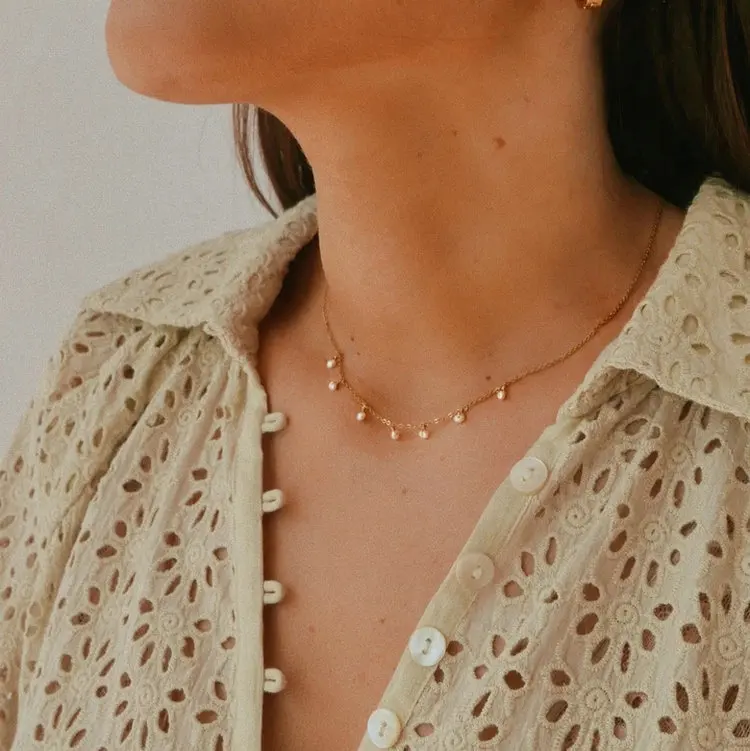 

Hot Selling European 18k Gold Plated Chain Pearl Jewelry Stainless Steel Necklace, Sliver/gold/rose gold