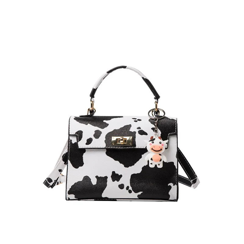 

Amazon Hot-Selling Fashion Ladies Handbag Fresh Print Cow Pattern Shoulder Lock Square New Women Handbag