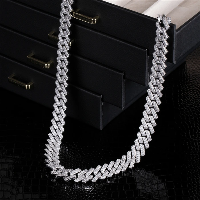

Women's 18k Gold Plated Iced Out CZ Cuban Link Chain Necklace Diamond Jewelry Cuban Chain, Gold/silver