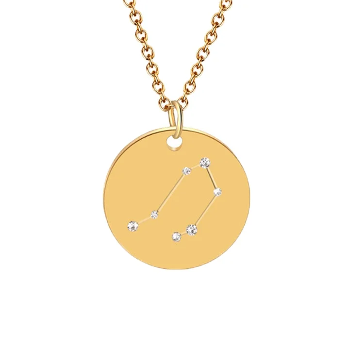 

Star Zircon Crystal Statement Jewelry Horoscope Sign Gold Necklace