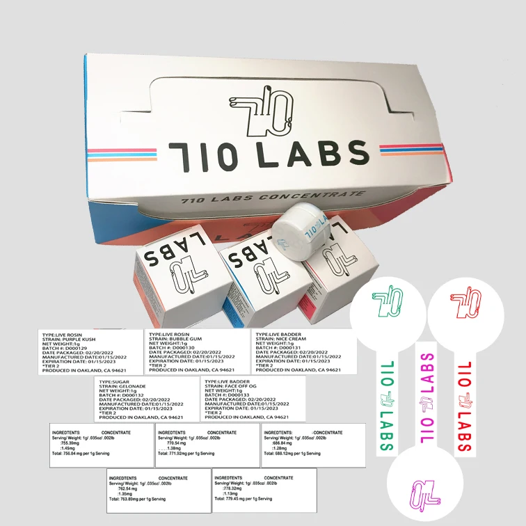 

710 Labs wax Jar Concentrate jar 7g Glass Jar Show box Packaging Accept custom concentrate box 510 carts, Clear