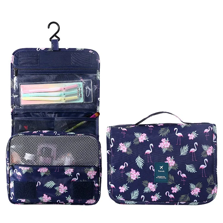 

digital printed natural fashion waterproof washing hanging toiletry bag custom logo travel makeup cosmetic bags cases