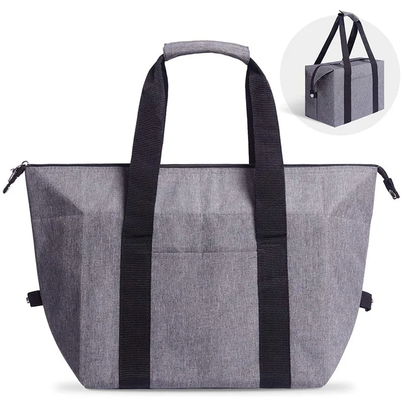 

Custom New Design Expandable Portable Food Carrier Cooler Bag Tote Thermal Insulated Lunch Bag For Outdoor Picnic, Gray/black/red/blue/can be customized