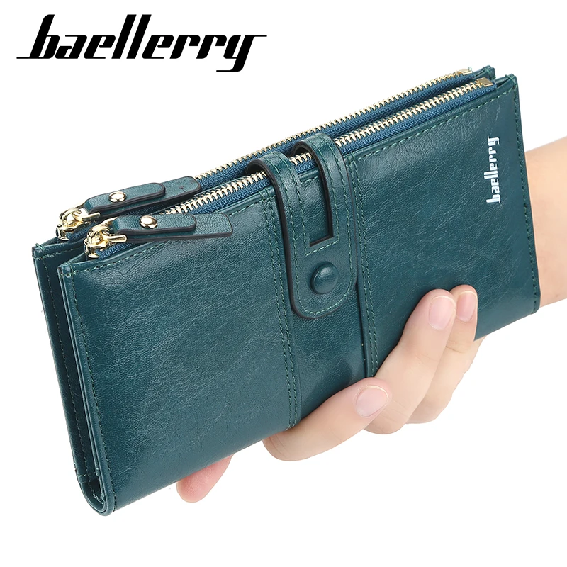 

Baellery 1825 Brand Women Wallets Fashion Long Leather Top Quality Card Holder Money Bag Female Vintage Purse Zipper&Hasp Wallet, 6 color