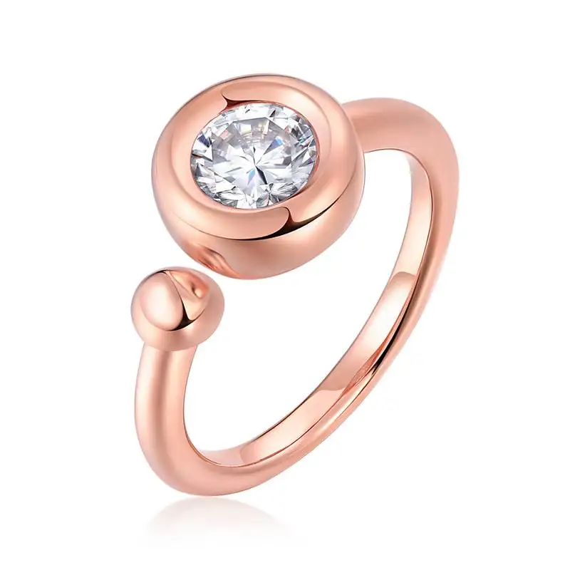 

High Quality jewelry rose gold plated 925 sterling silver open gemstone rings for all fingers, Silver color