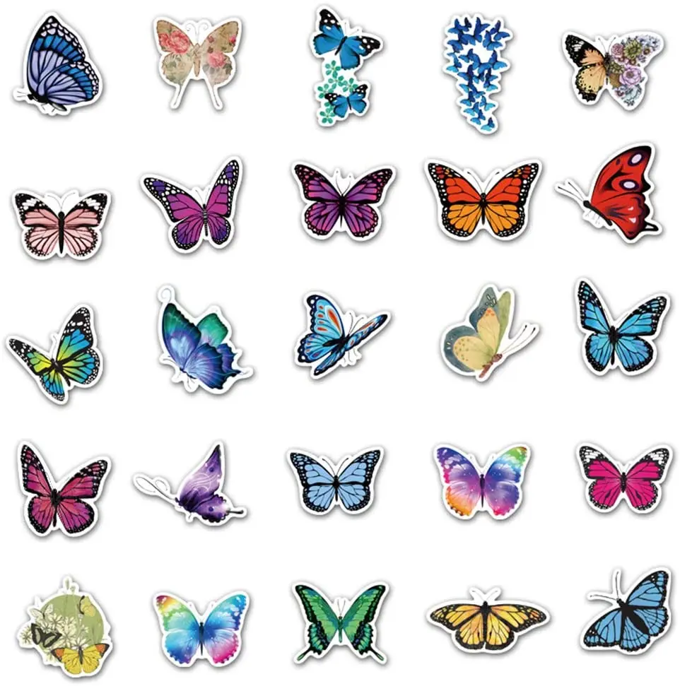 myway新设计定制乙烯基贴纸防水蝴蝶贴纸