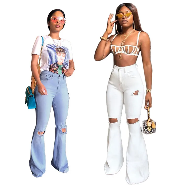

2021 fashion trend New Style Breathable Mid Ripped Jeans Pant For Women