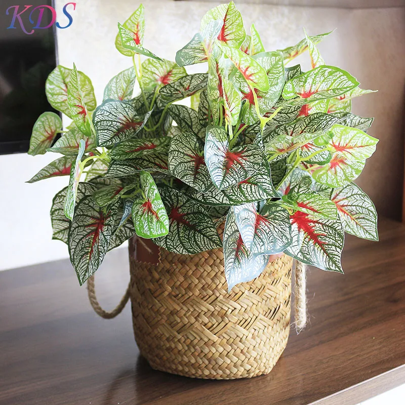 

Aglonema fake leave leaf artificial leaves for vase and home decoration simulation plastic aglonema plants, Green