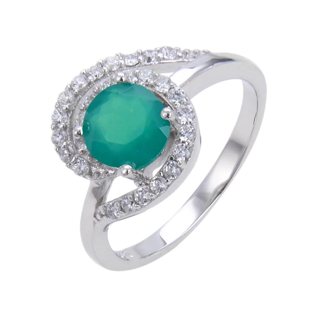 

Abiding Natural Green Agate Gemstone Fashion Trend 925 Sterling Silver Fine Jewelry Engagement Ring Women For Wedding