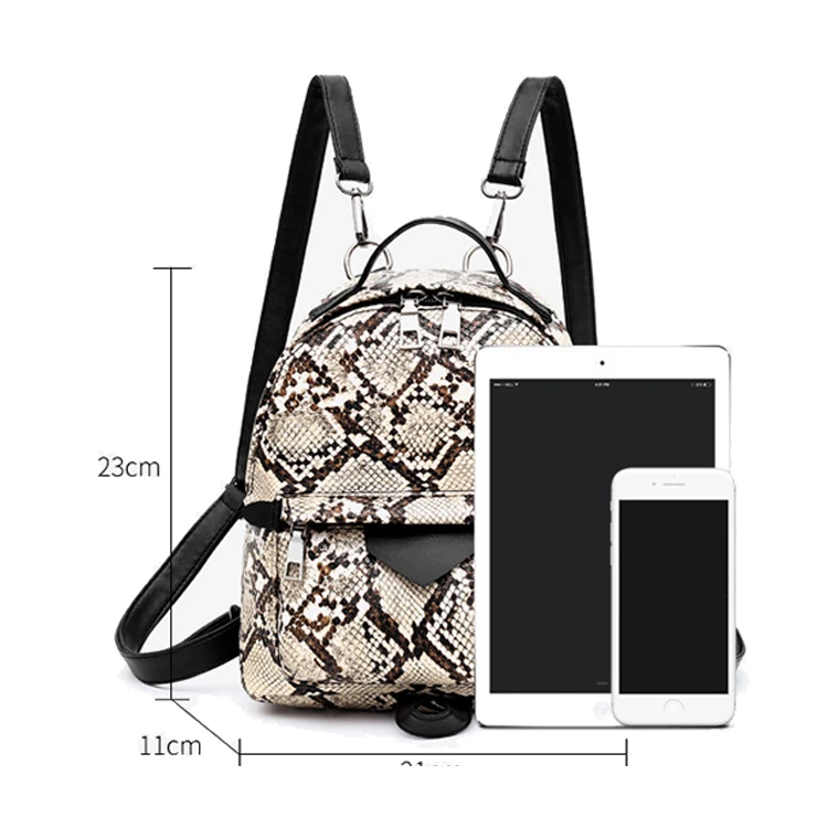 

Fashion Ladies Backpack Bag Waterproof Holographic Snakeskin Rucksack Sets, Customized color