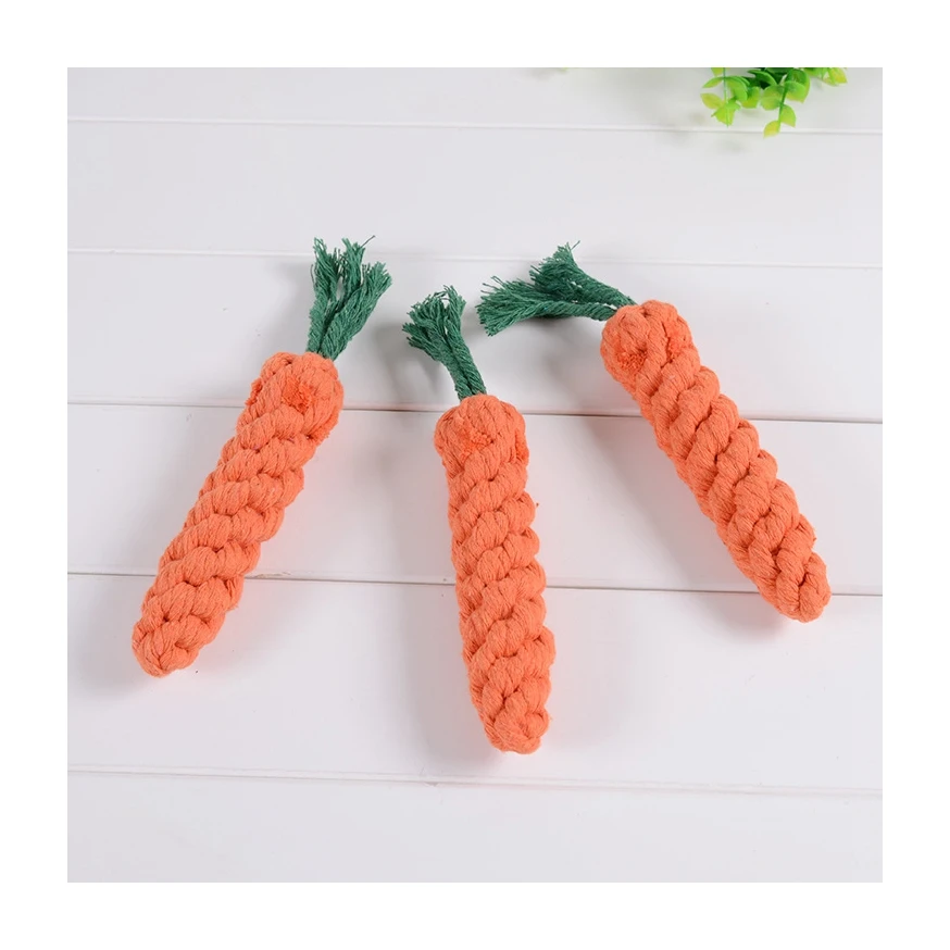 

One Free Sample pet cotton rope toy dog chew cotton weaving carrot for teeth cleaning, Orange+green