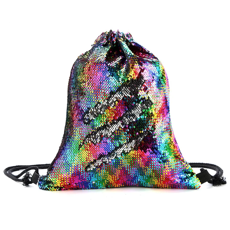 

Sequin Drawstring Backpack Mermaid Gym Dance Bag Magic Reversible Glitter Bag for Girls Flip Sequin Bag Birthday Gift