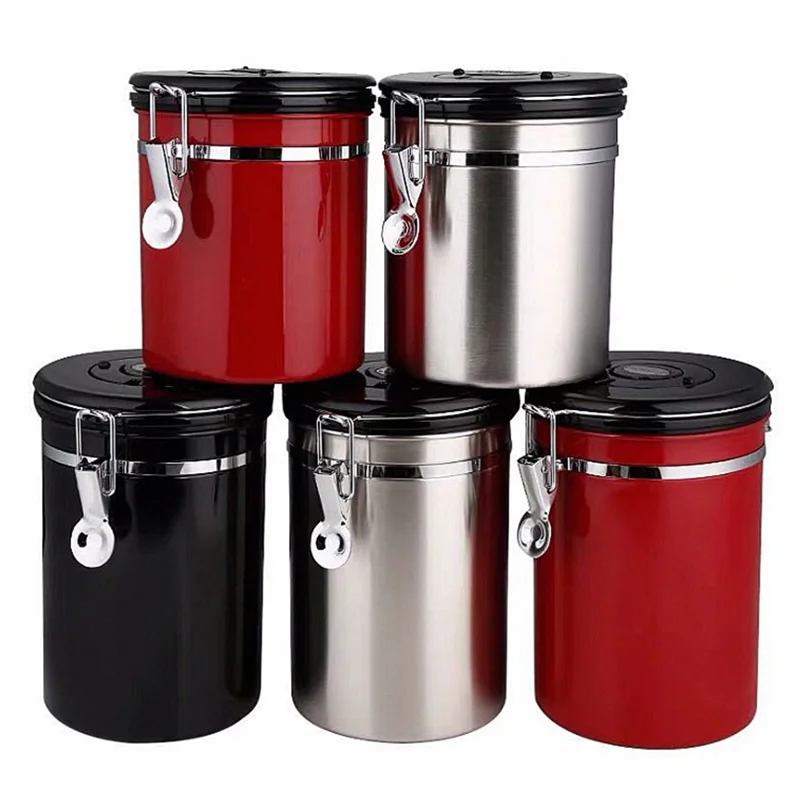 

Airtight Coffee Canister,Large Stainless Steel Food Container Storage Container with Date Tracker, CO2-Release Valve