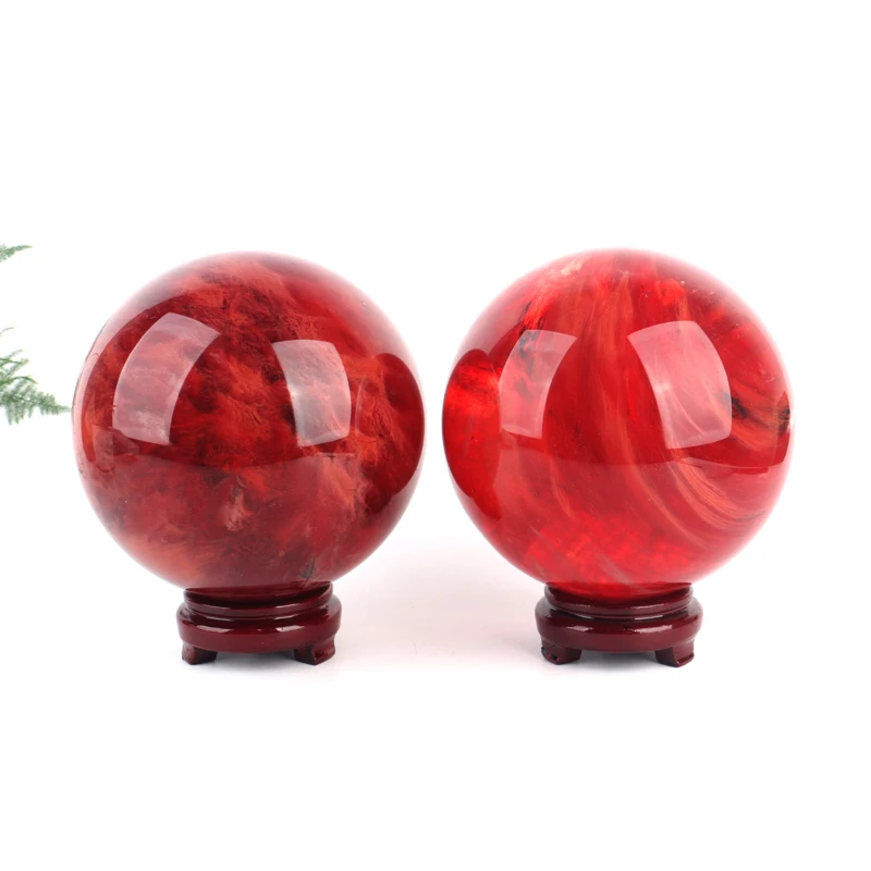 

hot sale natural red smelting stone crystal balls quartz spheres for energy