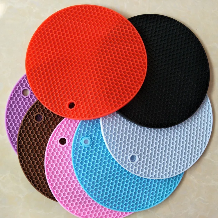 

Hot Pads Non-slip Silicone Insulation Mat Round Honeycomb Multipurpose Drying Mat Pot Holders Heat Resistant Coasters Trivet Mat