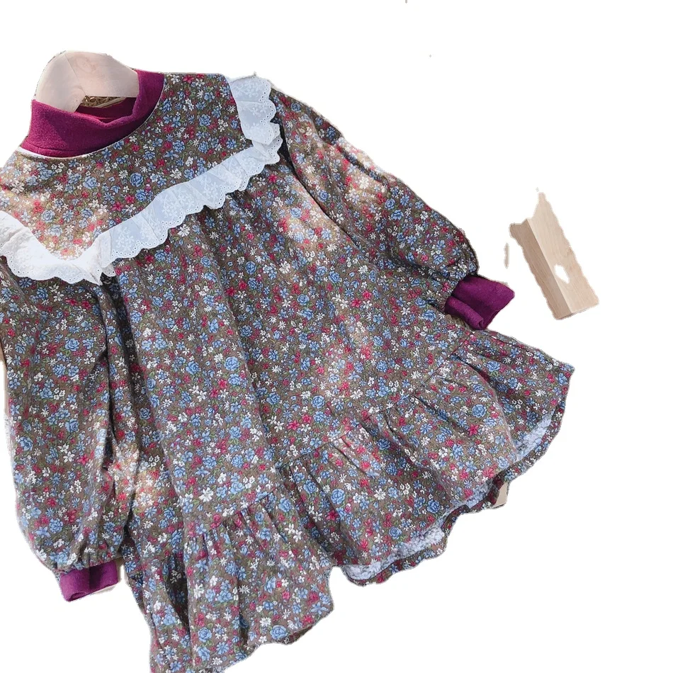 

Korea girl autumn winter vintage floral baby loose princess bottom unlined upper garment two sets children skirt for wholesale, As pic shows, we can according to your request also