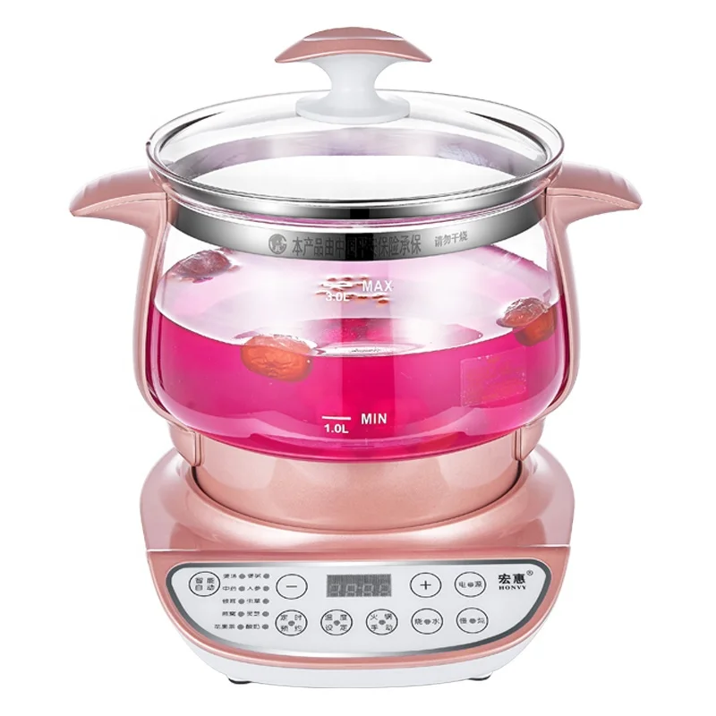 

Factory supply high quality electric kettle hot pot glass stockpot electric soup pot slow cooking pot, Rose gold