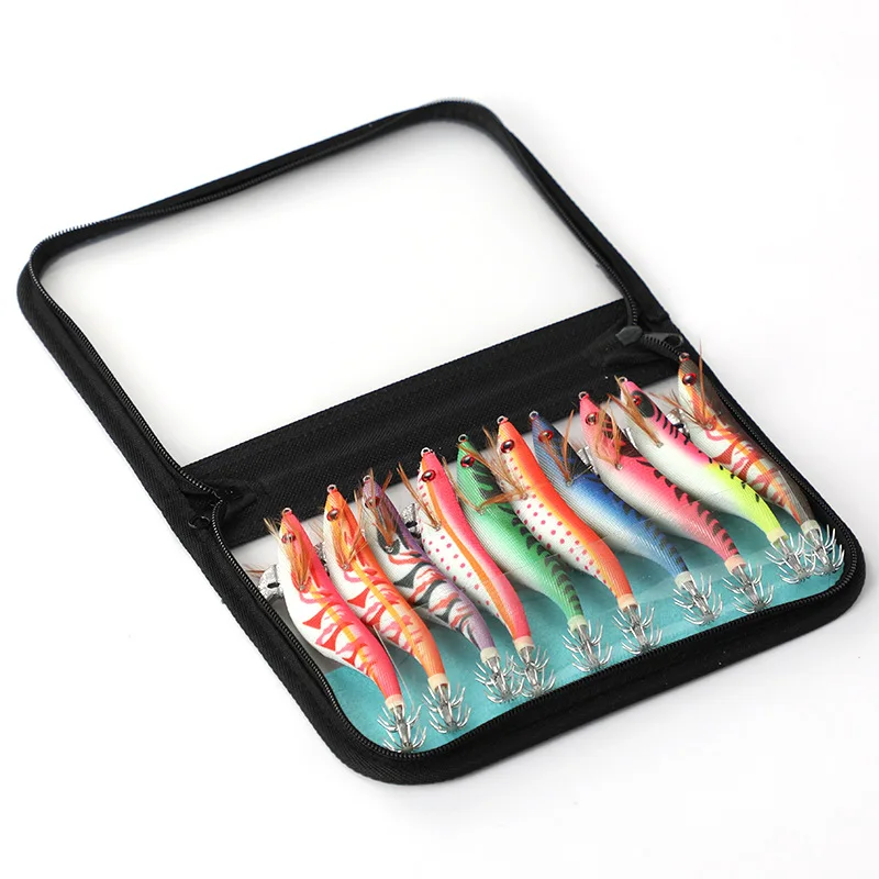 

10PCS A LOT Rattle Wood Shrimp Fishing Lures Squid Hook Octopus Lure Luminuos Squid Lures, 10