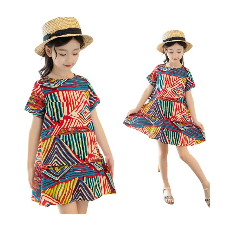 

2021 Hong Kong Dress Kids Girl Vintage Frock And Frill Dresses For Children's Boutique Clothing, Colourful