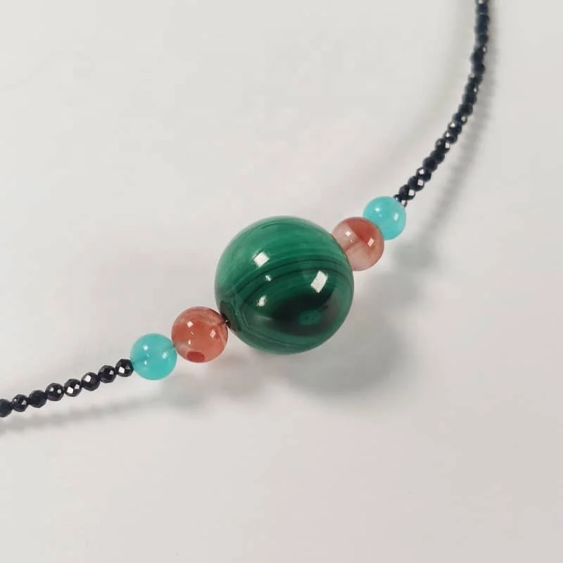 

Natural crystal necklaces wholesale fine jewelry trendy design christmas gift blue red amazonite malachite necklace