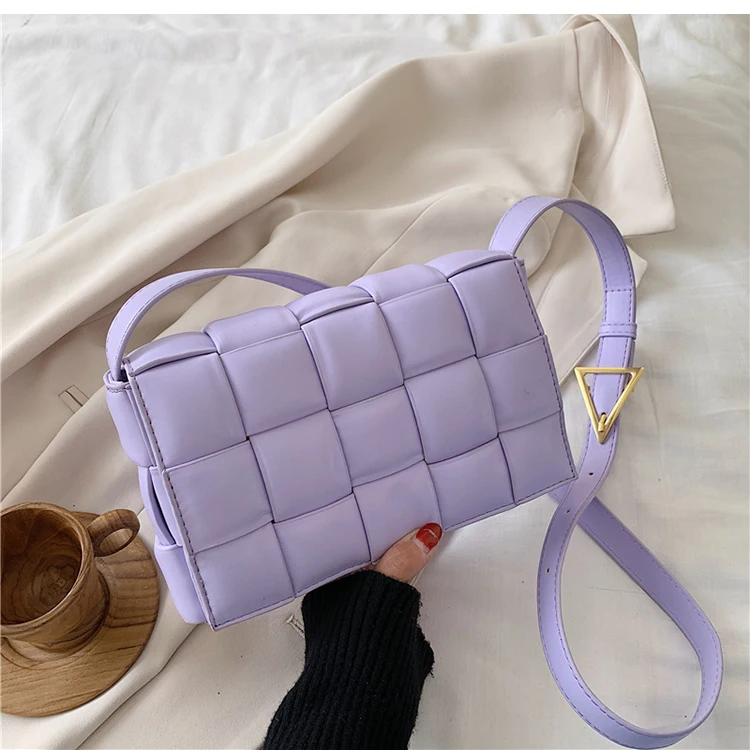 product-Weave Flap Bags Square Cross body bag 2020 New High quality PU Leather Womens Designer Handb