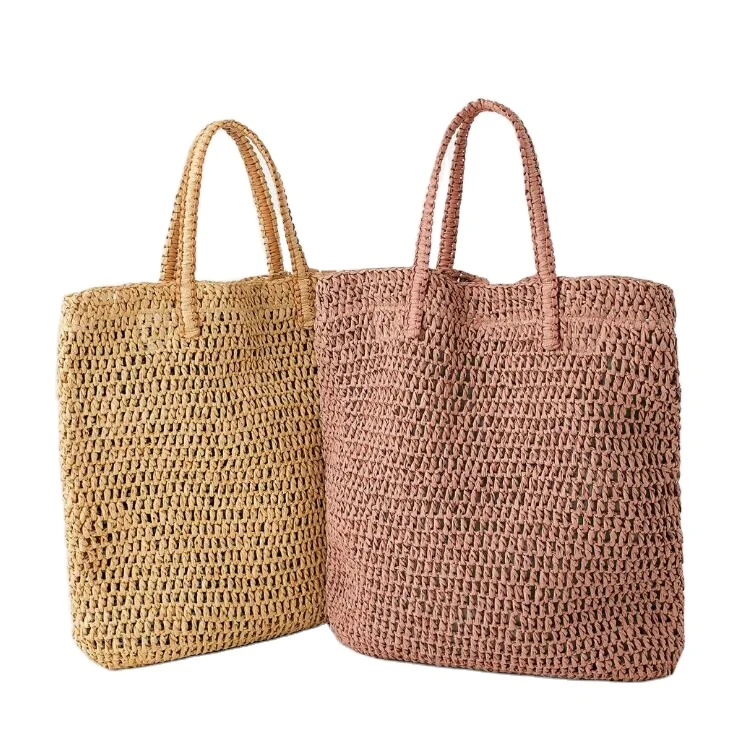 

stock Round handmade straw bag beach bag handbag for girls perfect summer bag