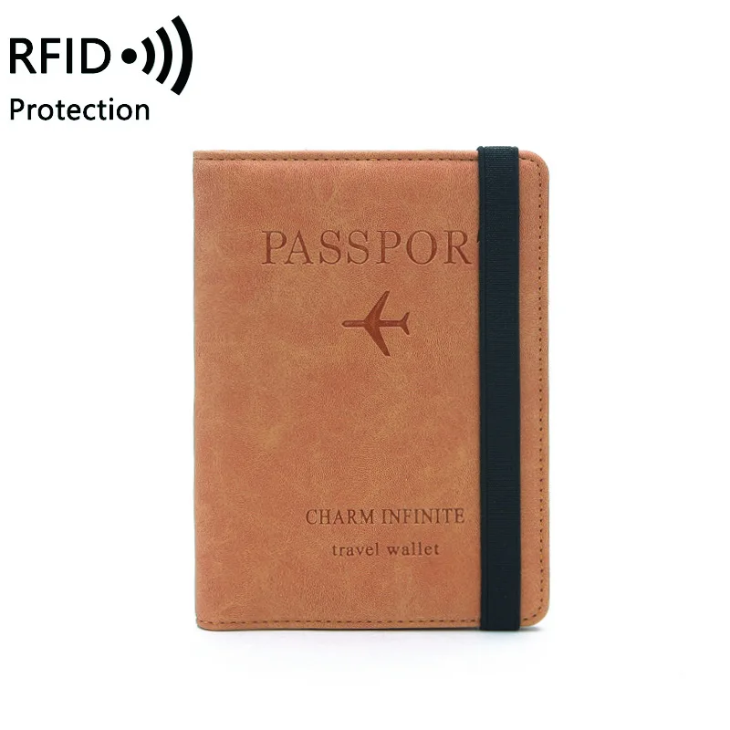 

Passport Holder Travel Wallet RFID Blocking Pink Color PU Leather Women Card Case Cover, Customized