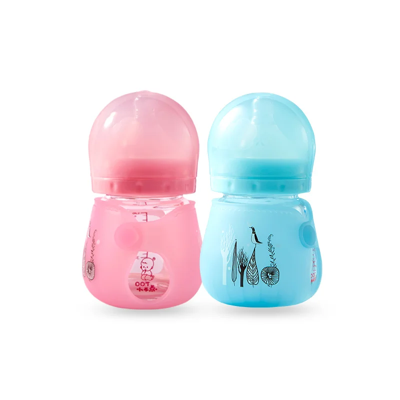 
120ml 4oz infant glass feeding bottles with silicone coating 