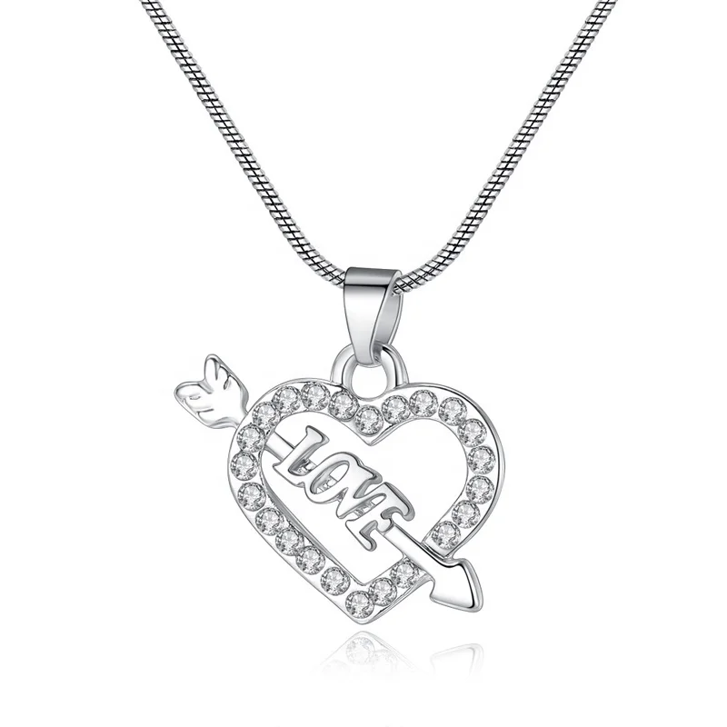 

Love letter zircon heart pendant designs necklace N113