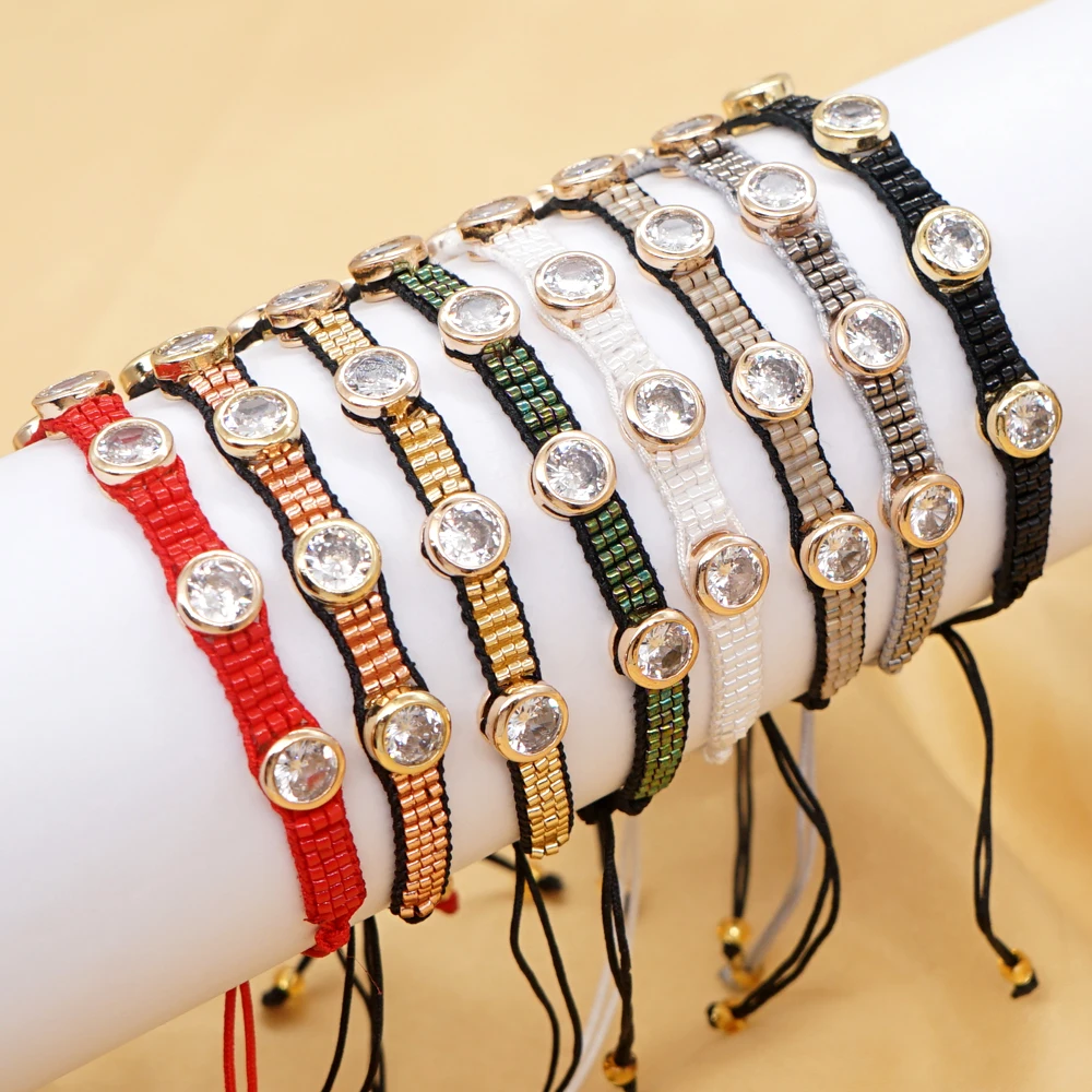 

Go2boho 2023 Miyuki Bracelet Rhinestone Jewelry Adjustable Bohemian Handmade Miyuki Beads Bracelet for Women